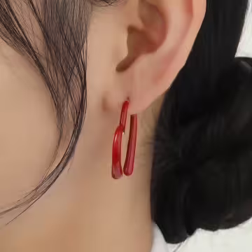 安可拉復古紅心&times;蚊香盤U型耳夾
