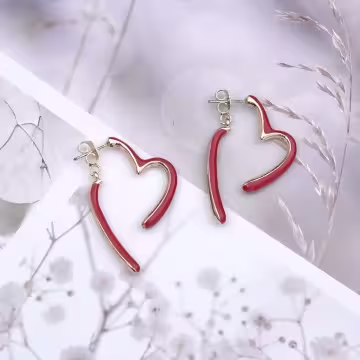 安可拉復古紅心&times;蚊香盤U型耳夾