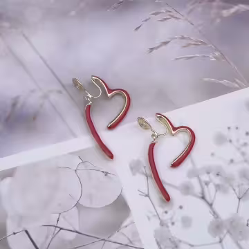 安可拉復古紅心&times;蚊香盤U型耳夾