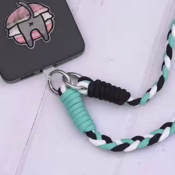 撞色麻花辮×手機斜背雙勾掛繩×黑綠