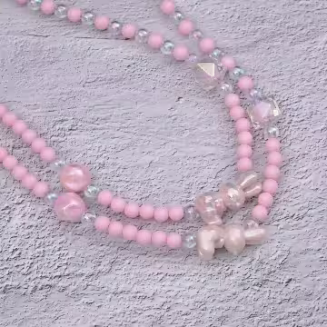 兔兔糖果圓珠×手機斜背雙勾掛繩×粉紅