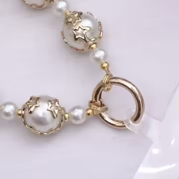 爆裂星彩珠×手機腕帶掛繩×白色