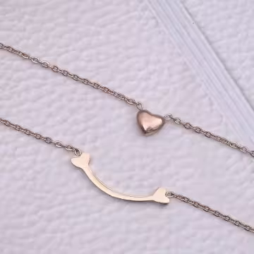 316鋼飾×雙層微笑小桃心×鎖骨項鍊×玫瑰金