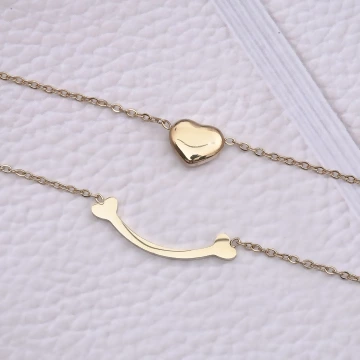 316鋼飾×雙層微笑小桃心×鎖骨項鍊×金色.avif