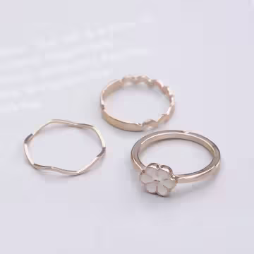 甜美粉紅花朵×五套件戒指組×金色