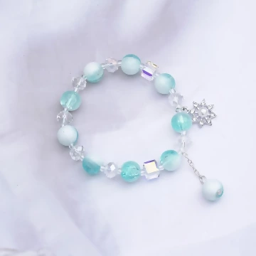 雪花珍珠冰裂紋琉璃×固定式串珠手鍊 .avif