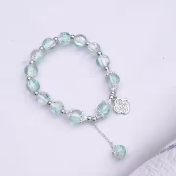 四葉草冰裂紋琉璃×固定式串珠手鍊×共二色