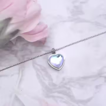 316鋼飾×月光愛心×鎖骨項鍊×銀色