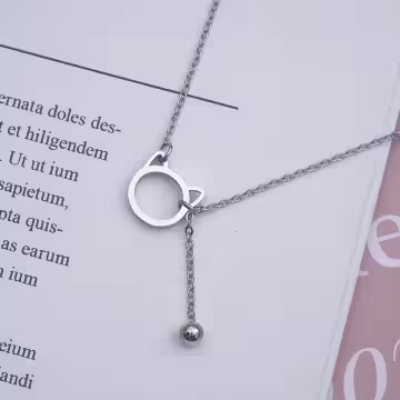 316鋼飾×貓咪鈴鐺×鎖骨項鍊×銀色