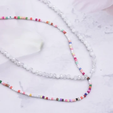 雙層小串珠珠×鎖骨項鍊×白彩.avif
