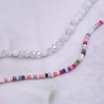 雙層小串珠珠×鎖骨項鍊×白彩