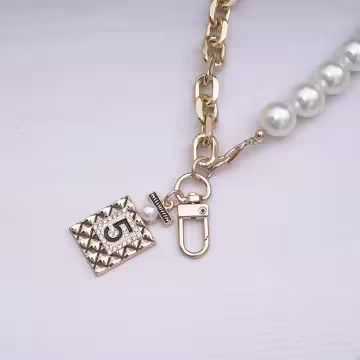 小香風香水5號雙層鍊條×手機腕帶掛繩×金色