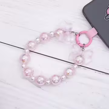 糖果紙炫彩蝴蝶結×手機腕帶掛繩×粉紅