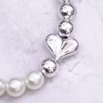 大愛心銀白金屬×手機腕帶掛繩