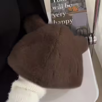 毛絨小熊×毛帽×深咖