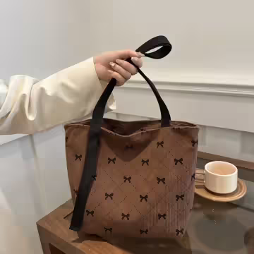 甜美蝴蝶結燈芯絨×肩背包×咖啡