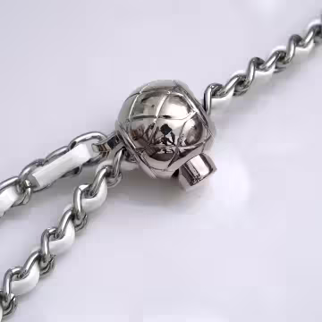 白銀小香風鍊條金屬球×手機斜背雙勾掛繩×白銀