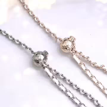 白金小香風鍊條金屬球×手機斜背雙勾掛繩×白金