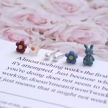 布偶兔兔小花×單邊六套件耳環組