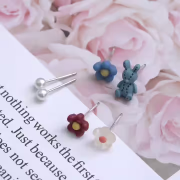 布偶兔兔小花×單邊六套件耳環組