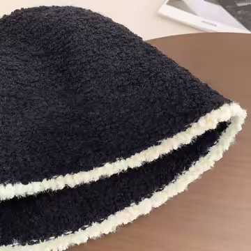 淑女毛絨漁夫帽×毛帽×黑色白邊