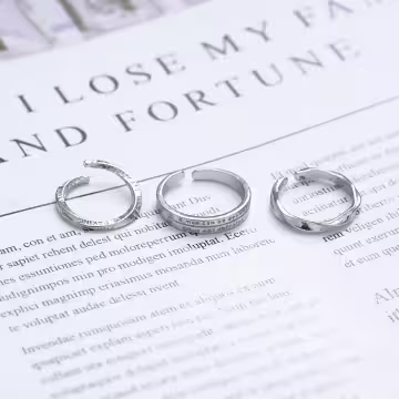 莫比烏斯扭轉數字×三套件戒指組×銀色