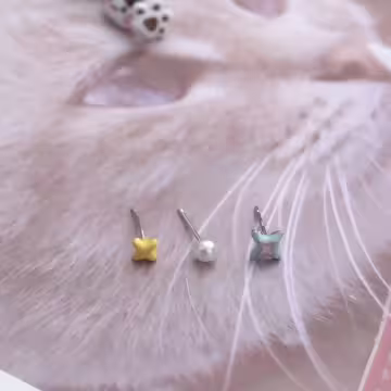 貓咪與雕魚燒×六套件單邊耳環組