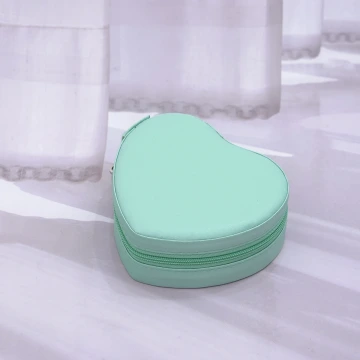 愛心雙層皮革×拉鍊飾品盒×綠色.avif