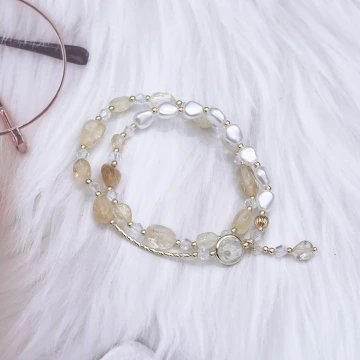 雙層巴洛克晶石珍珠×固定式串珠手鍊×共四色.avif