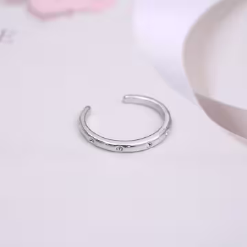 素雅桃心小水鑽×三套件戒指組×銀色