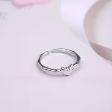 素雅桃心小水鑽×三套件戒指組×銀色