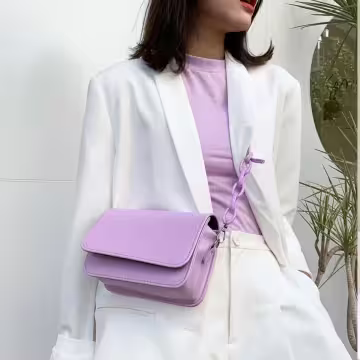 簡約純素面不對稱背帶×斜背包×紫色