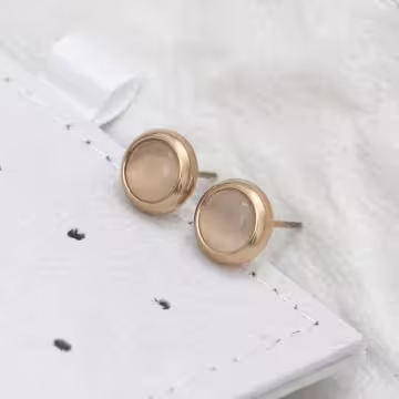 316鋼飾×貓眼圓形×耳釘×共二色