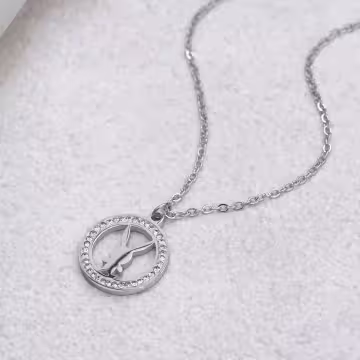 316鋼飾×晶鑽小兔×鎖骨項鍊×銀色