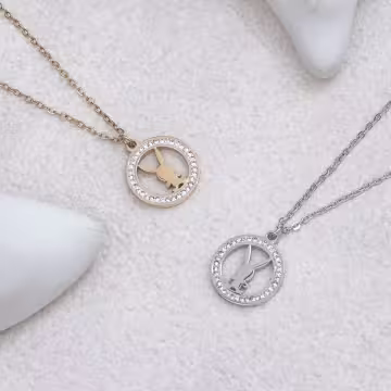 316鋼飾×晶鑽小兔×鎖骨項鍊×金色