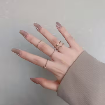 素圈細波環小晶鑽×五套件戒指組×金色