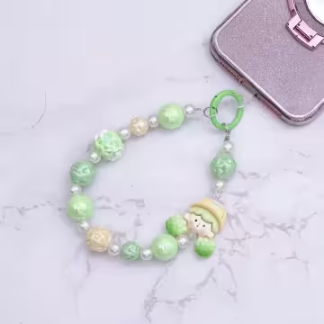 啦啦隊女孩的點心時間&times;手機腕帶掛繩&times;綠色