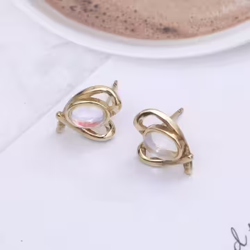 金線條愛心貓眼石&times;吊墜耳環