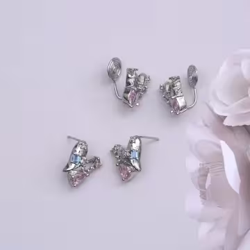 愛心小彩鑽&times;蚊香盤U型耳夾