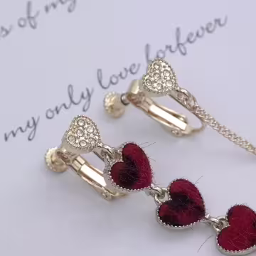 植絨紅豹愛心&times;不對稱螺旋耳夾