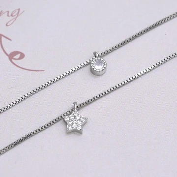 925銀飾×單鑽五角星×雙層鎖骨項鍊.avif