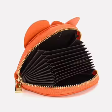 大象荔枝紋皮革×風琴卡夾×棕咖