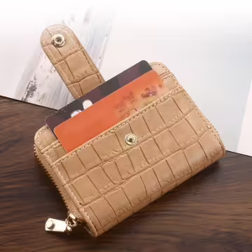 簡約鱷魚紋皮革×風琴卡夾×黑色