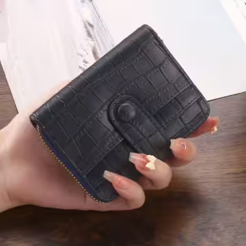 簡約鱷魚紋皮革×風琴卡夾×深藍