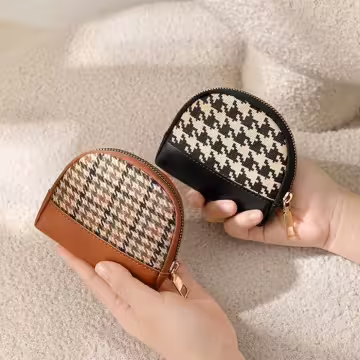 千鳥紋×拉鍊零錢包×黑色