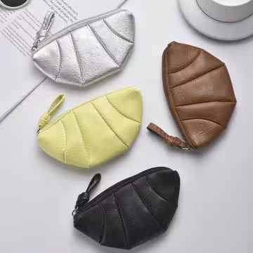 牛角可頌×可掛脖×拉鍊零錢包×黑色