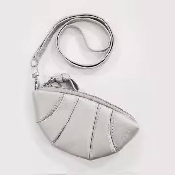 牛角可頌×可掛脖×拉鍊零錢包×銀色