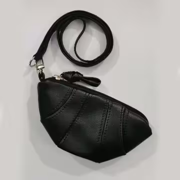 牛角可頌×可掛脖×拉鍊零錢包×黑色