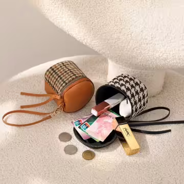 立體千鳥紋×手拿零錢包×黑色