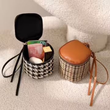 立體千鳥紋×手拿零錢包×黑色